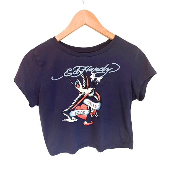 Ed Hardy Cropped Graphic Tee - Picture 1 of 4